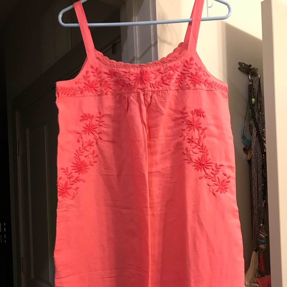 Pink dress with embroidery. Lucky brand- size S